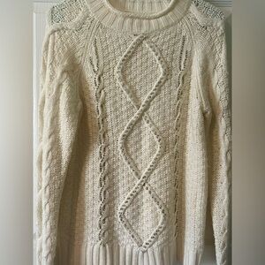 JCREW SZ M sweater. Cream colored with clear/silver beads.